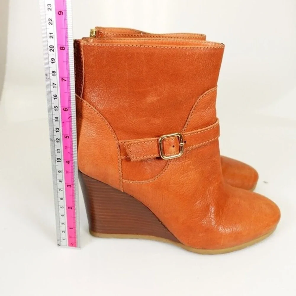 Y2K J Crew Womens Wedge Boots‎ 8.5 Brown Western Boho Indie Leather Booties